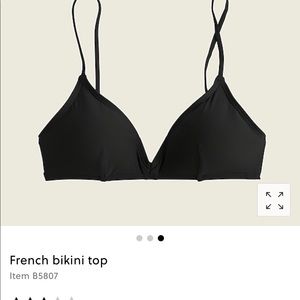 JCREW French bikini top in color black . NWT size XL .